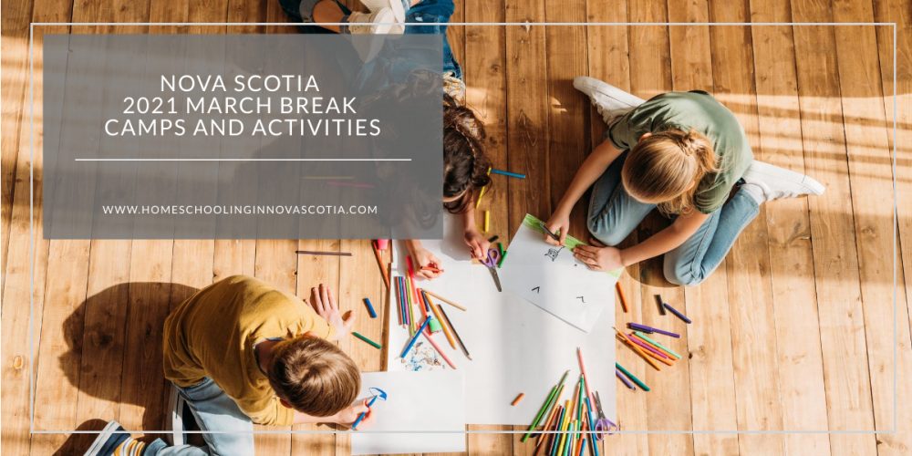 nova scotia 2021 march break camps and activities - 3 kids on floor colouring